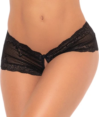Dreamgirl Boyshort S/M Black - Elegant Lace Open Design