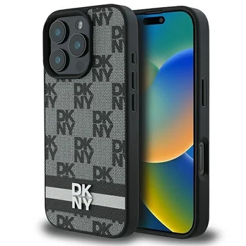 DKNY DKHCP16LPCPTSSK iPhone 16 Pro 6.3" juoda/juodas hardcase Checkered Pattern & Printed Stripes