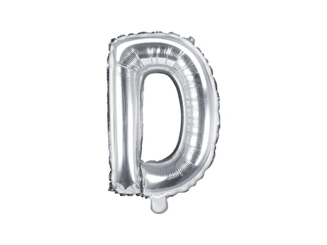 Folinis balionas Raidė "D" 35 cm, sidabrinis