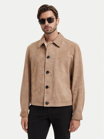HUGO Odinė striukė Ligor 50564061 Smėlio Regular Fit