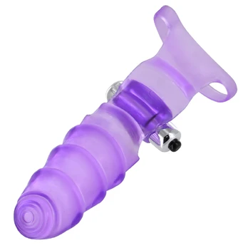 Master Series Double Finger Vibrating Glove Purple One Size