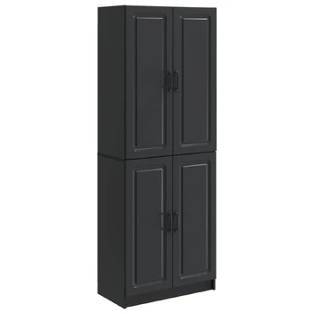 Spintelė 2 pcs Juoda Apdirbta mediena