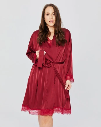 Chalatas moterims Mona Satin, raudonas