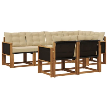 Lauko sofos komplektas su pagalve 7 pcs Natūralus ir bežinis