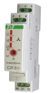 F&F Fazės praradimo ir disbalanso relė 10A 1P 4sek 40-80V CZF-311
