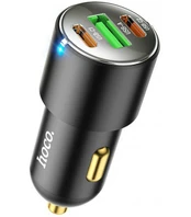 Juodas 45W 2xType-C + 1xUSB automobilinis pakrovėjas "Hoco NZ6 PD45W"