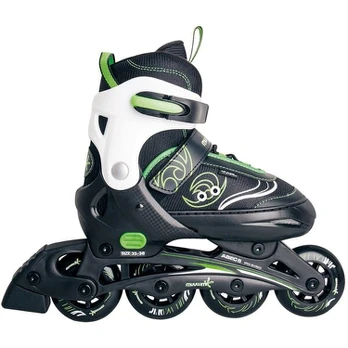 Muuwmi Adjustable Children's Inline Skates Size 33-36 (green/black)