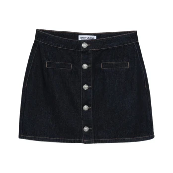 Mini sijonas moterims, Mėlyna, High rise button front skirt