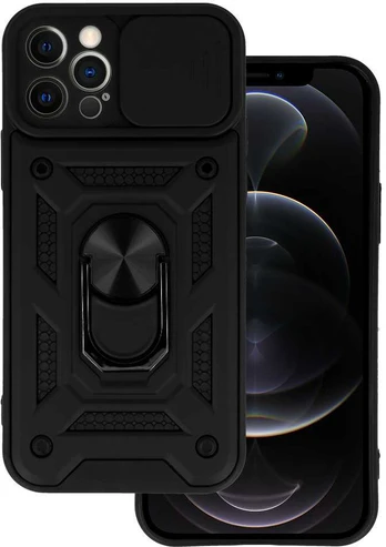 Topt Slide Camera Armor dėklas skirtas Apple iPhone 12 Pro juodos spalvos