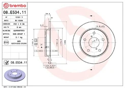 Stabdžių diskas BREMBO 08.E534.11 kaina