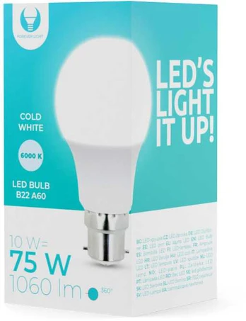 TelForceone LED Bulb B22 A60 10W 230V 6000K 1060lm Forever Light