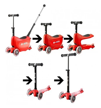 Vaikiškas paspirtukas Micro Mini2go Deluxe Plus Red