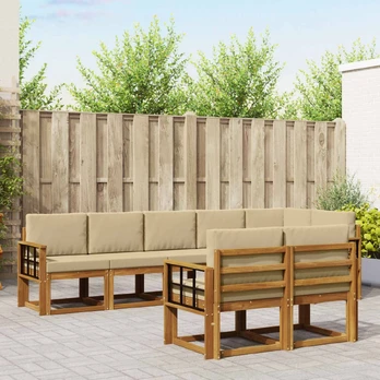 Lauko sofos komplektas su pagalve 8 pcs Natūralus ir bežinis