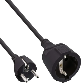 Inline Prailginimo laidas su įžeminimu, 1.5m, juodas