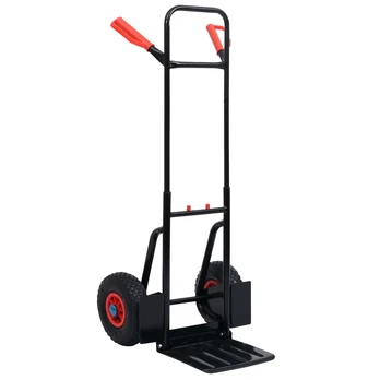Teleskopinis rankinis vežimėlis, juodas ir raudonas, 200kg