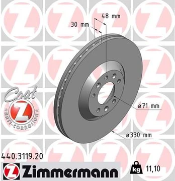 Stabdžių diskas ZIMMERMANN 440.3119.20