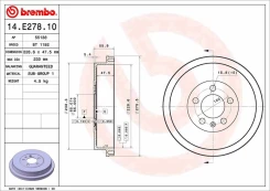Stabdžių būgnas BREMBO 14.E278.10 kaina