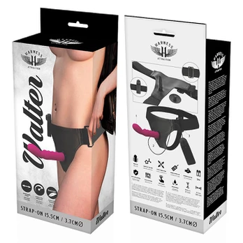 Sekso diržas - dildo HARNESS ATTRACTION WALTER VIBRATING 15,5 x 3,7 cm