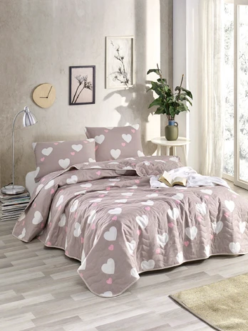Lovatiesė Mijolnir Double Set Herz, balta/rožinė, 200 cm x 220 cm