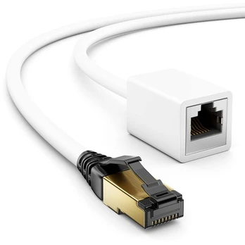 Deleycon Cat8.1 prailginimo kabelis, 3m, 40 Gbit/s, baltas