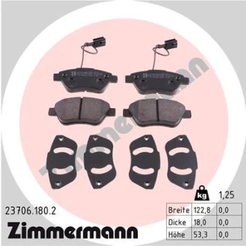 Stabdžių trinkelių rinkinys, diskinis stabdys ZIMMERMANN 23706.180.2