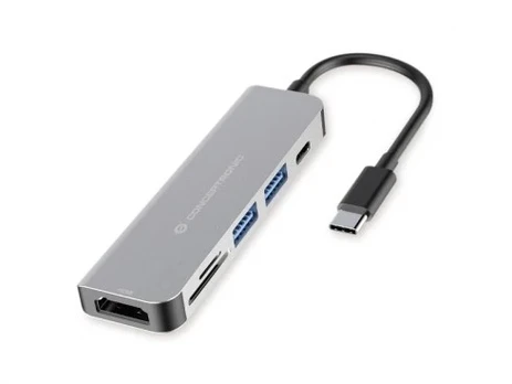CONCEPTRONIC Dock USB-C->HDMI,2xUSB-A,SD/TF,100WPD,+ 15cm gr