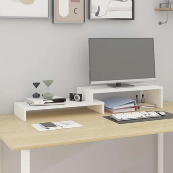 Monitoriaus stovas, (52–101)x22x14cm, pušis : Spalva - Balta