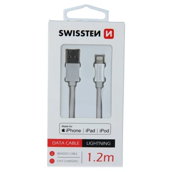 Laidas Swissten MFI, USB/Apple Lightning, 1.2 m, balta