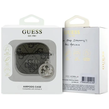 Dėklas Guess 4G Strass Charm do AirPods 4 ruda