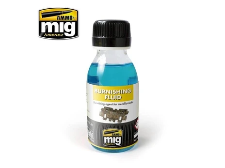AMMO by MIG Jimenez AMMO MIG - Sendinimo priemonė METALLIC TRACKS BURNISHING FLUID, 100ml, 2020