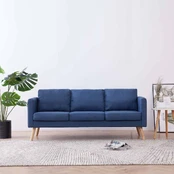 Trivietė sofa, mėlyna, audinys kaina