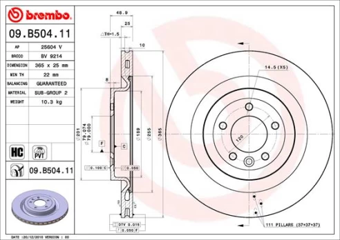 BREMBO 09.B504.11 Brake Disc