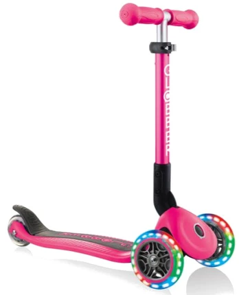 Vaikiškas paspirtukas Globber Junior Foldable Lights, rožinis