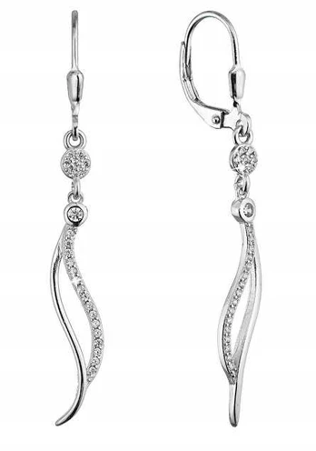 Evolution Group Elegant long earrings Waves with zircons 11541.1
