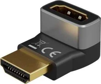 Goobay 72009 HDMI Angled Adapter 90 Horizontal, 8K @ 60 Hz, Gold-Plated, Black, Silver