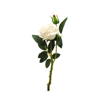 Dirbtinė rožės šakelė, 41 cm : Spalva - Balta