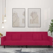 Dvivietė sofa-lova su dvejomis pagalvėmis, vyno, aksomas kaina