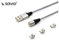 Kabelis Elmak CL-156, USB Type C/Lightning/Micro USB, 2 m, sidabro