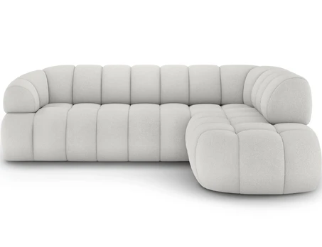 Tontano corner sofa with sleeping function and electrically extendable seat, white velour, right-hand side, Modern, White