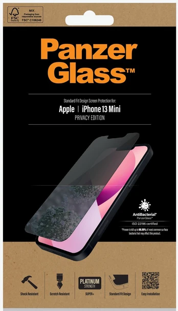 Ekrano apsauga PanzerGlass Apple, iPhone 13 Mini, Tempered glass, Black, Privacy Screen Protector
