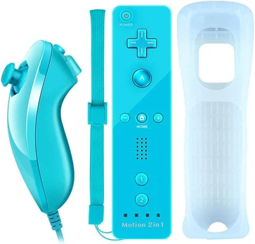 Motion Plus Remote Controller for Wii, 2 in 1 Wireless Movement Plus Remote Control and Nunchuck Controller for Wii and Wii U with Silicone Case, BLUE (neoriginalus)