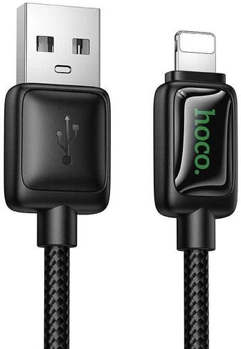 Cable with LCD USB A to Lightning Hoco 2,4A 1,2 m U146 juodas