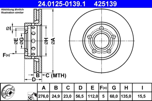 ATE 24.0125-0139.1 Brake Disc