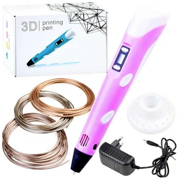 3D stebuklingas rašiklis su priedais, rožinis