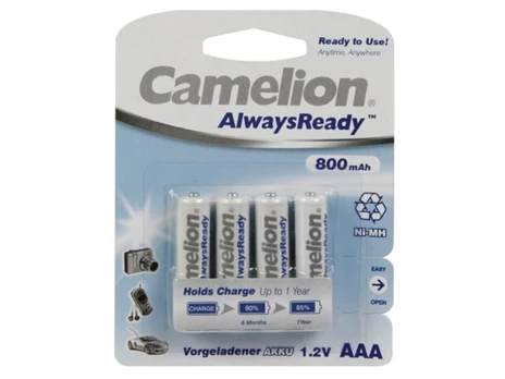 NiMH AAA 1.2V-800mAh (4/card) 'ALWAYSREADY"℧