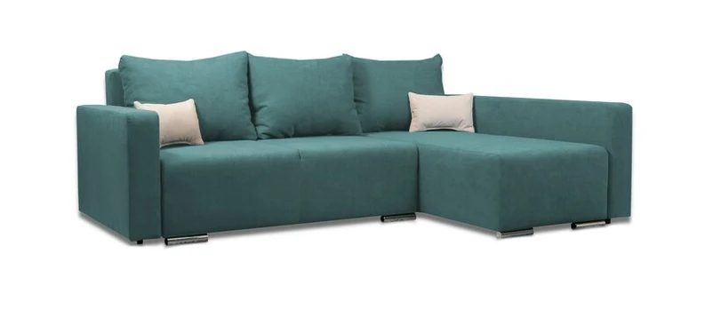 Kampinė sofa Megan (kairėje) Turkis