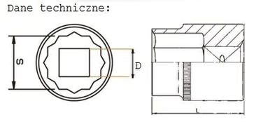 Jonnesway 3/4" 12-kampis 27mm galvutė