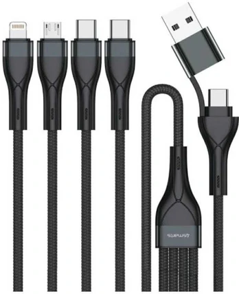 Kabelis USB-C/USB-A 4smarts 4w1 1.2m juoda