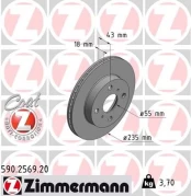 Stabdžių diskas ZIMMERMANN 590.2569.20 kaina