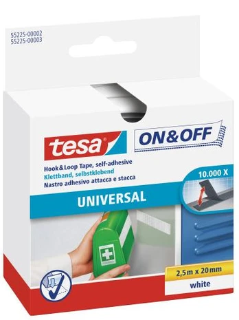 tesa ON&OFF Universal Klettband juodas 2,5m 20mm